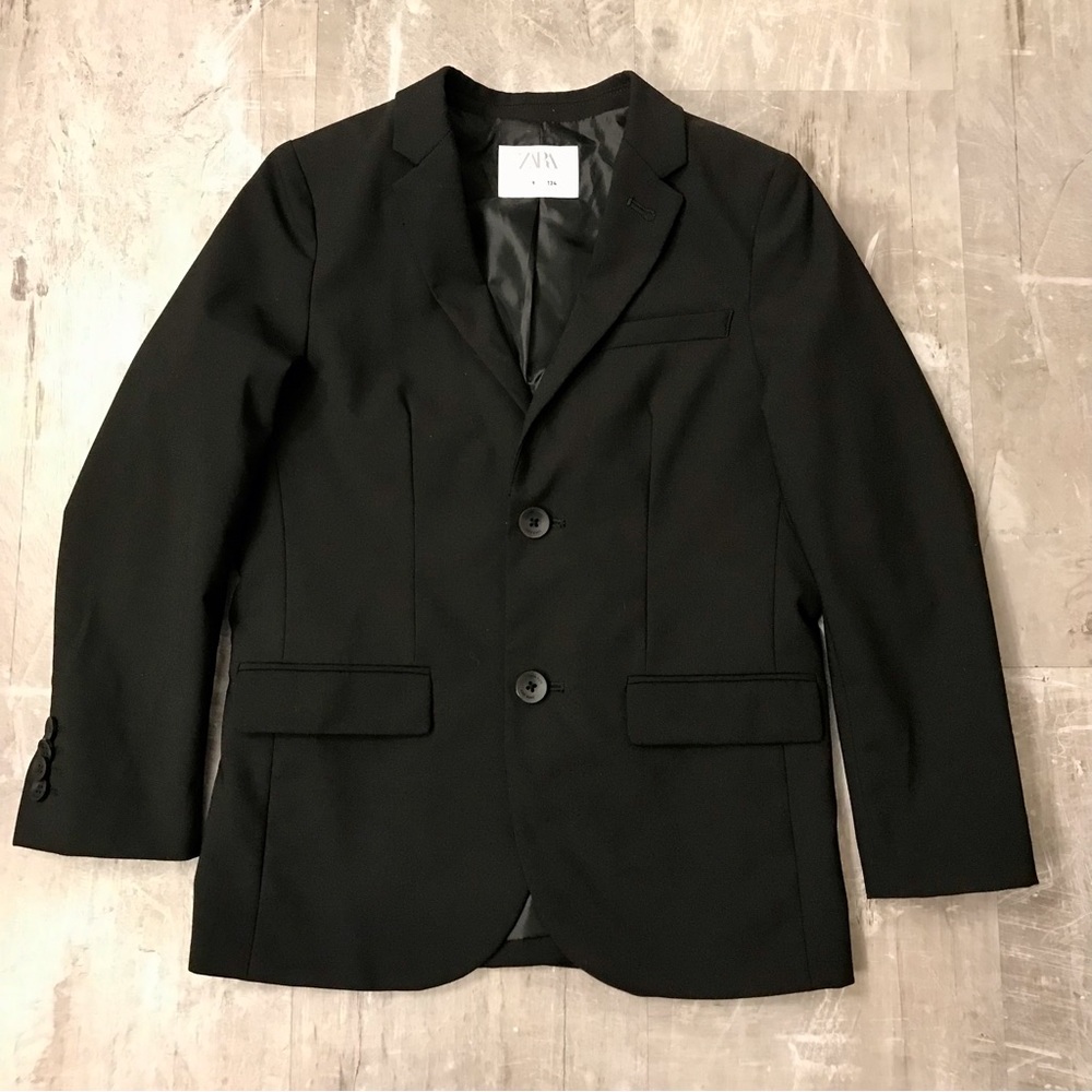 Zara Kids Black Extra Fine Wool Blend Blazer,Tailored Fit, Sz 9